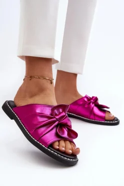 Klapki Damskie Na Płaskim Obcasie Fuksja Nelvira