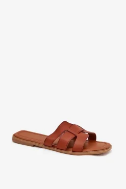 Klapki Damskie Na Płaskim Obcasie Camel Mirona