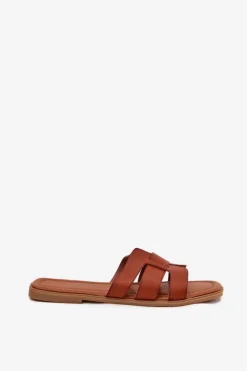 Klapki Damskie Na Płaskim Obcasie Camel Mirona