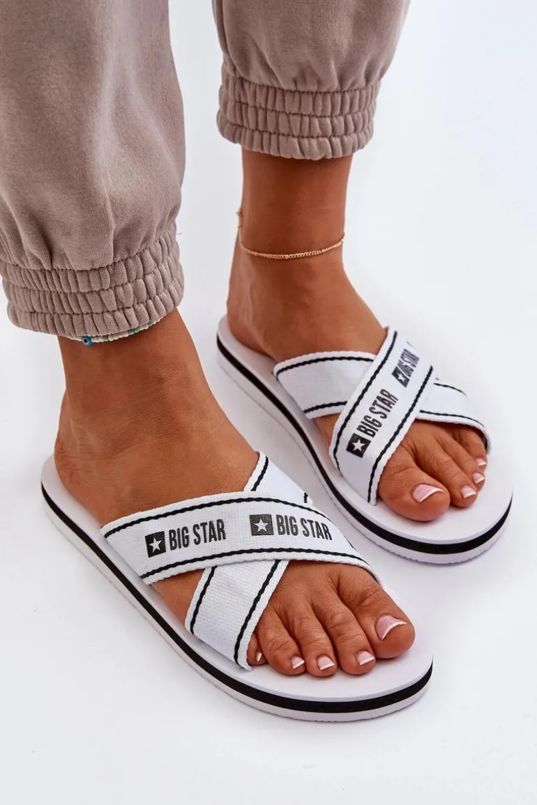 Klapki Damskie Na Piankowej Podeszwie Big Star NN274A509 Białe
