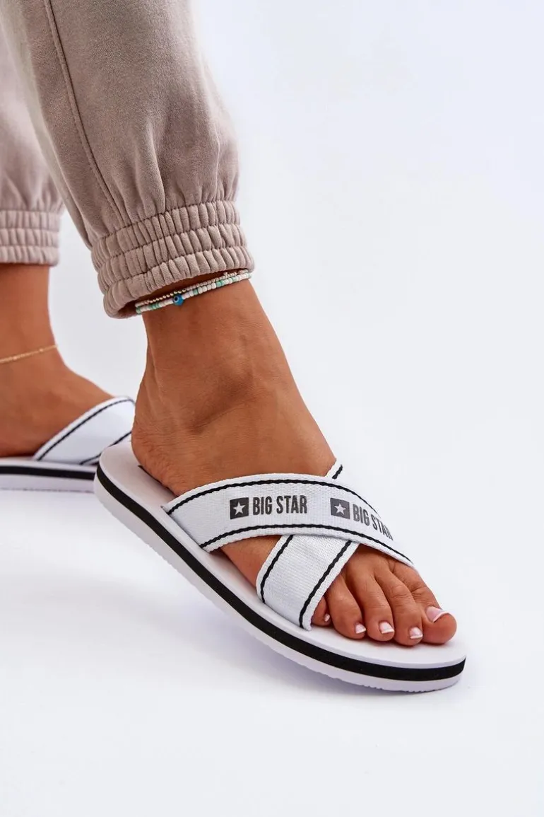Klapki Damskie Na Piankowej Podeszwie Big Star NN274A509 Białe