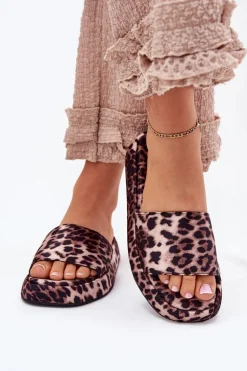 Klapki Damskie Na Platformie Panterka Dovasse