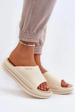 Klapki Damskie Na Platformie Big Star NN274A034 Beżowe