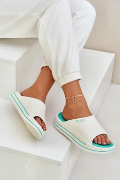 Klapki Damskie Na Platformie Big Star NN274A038 Biało-Miętowe