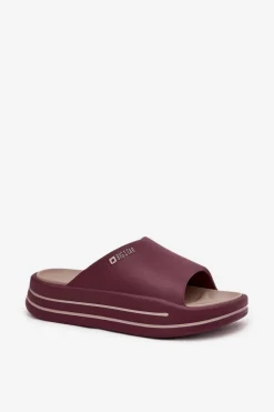 Klapki Damskie Na Platformie Big Star SS274425 Bordowe