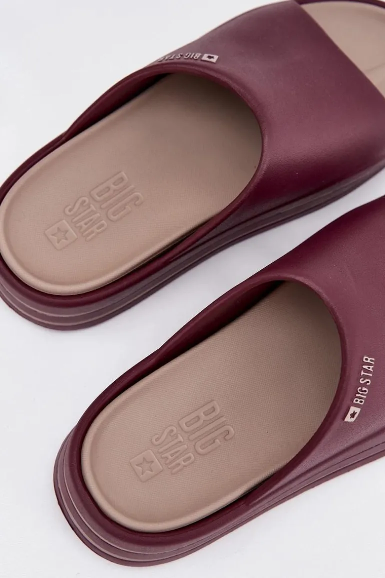 Klapki Damskie Na Platformie Big Star SS274425 Bordowe