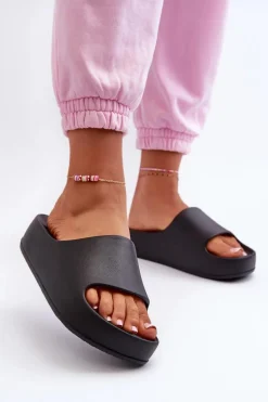 Klapki Damskie Na Platformie Piankowe Czarne Airaplea