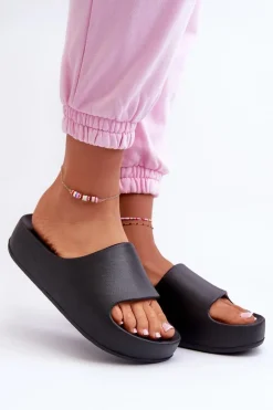 Klapki Damskie Na Platformie Piankowe Czarne Airaplea