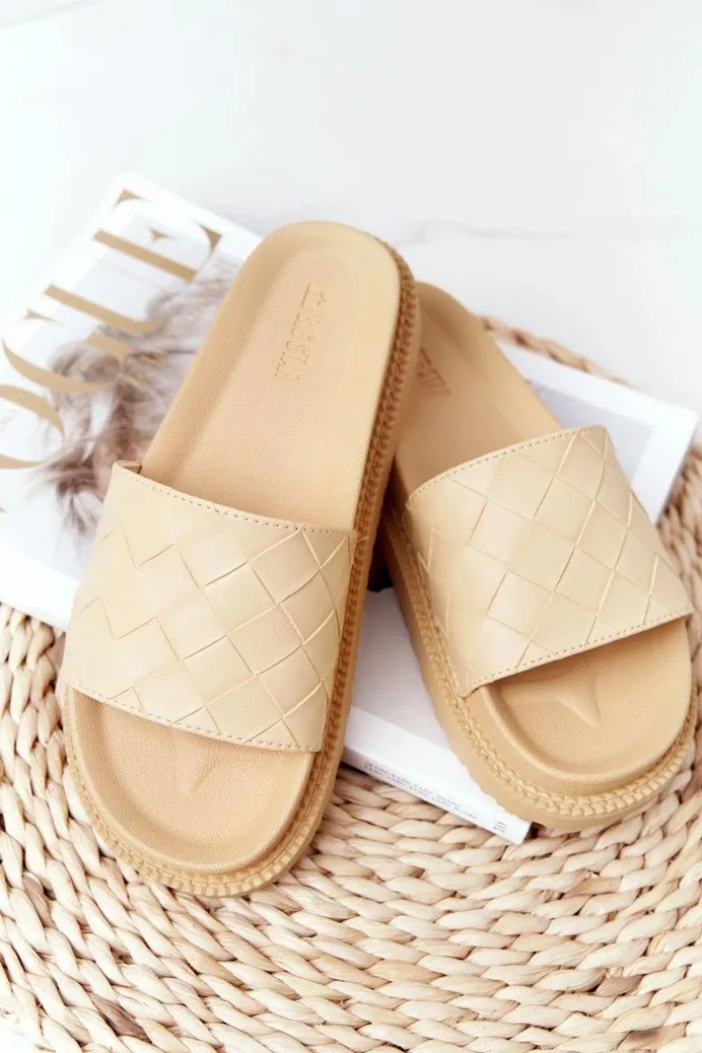 Klapki Damskie Na Platformie Big Star HH274689 Żółte