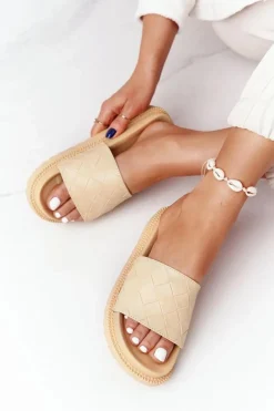 Klapki Damskie Na Platformie Big Star HH274689 Żółte