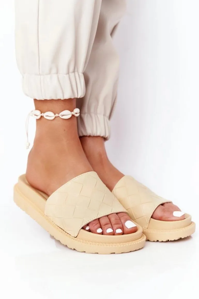 Klapki Damskie Na Platformie Big Star HH274689 Żółte