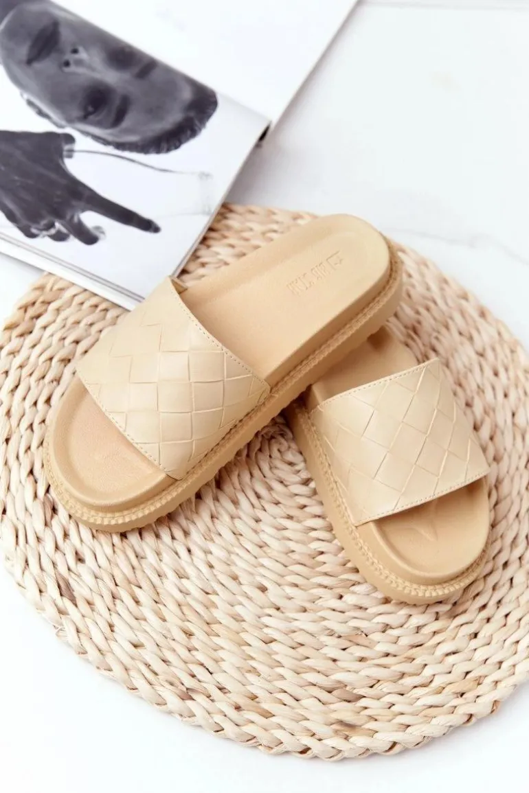 Klapki Damskie Na Platformie Big Star HH274689 Żółte