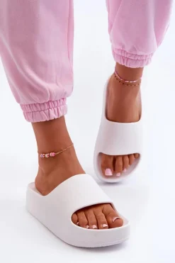 Klapki Damskie Na Platformie Piankowe Białe Airaplea