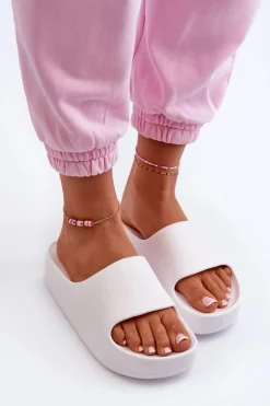 Klapki Damskie Na Platformie Piankowe Białe Airaplea