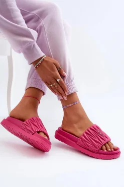 Klapki Damskie Na Platformie Big Star NN274A749 Fuksja