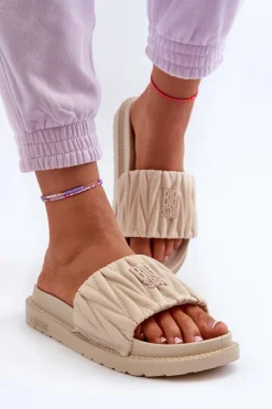 Klapki Damskie Na Platformie Big Star NN274A746 Beżowe