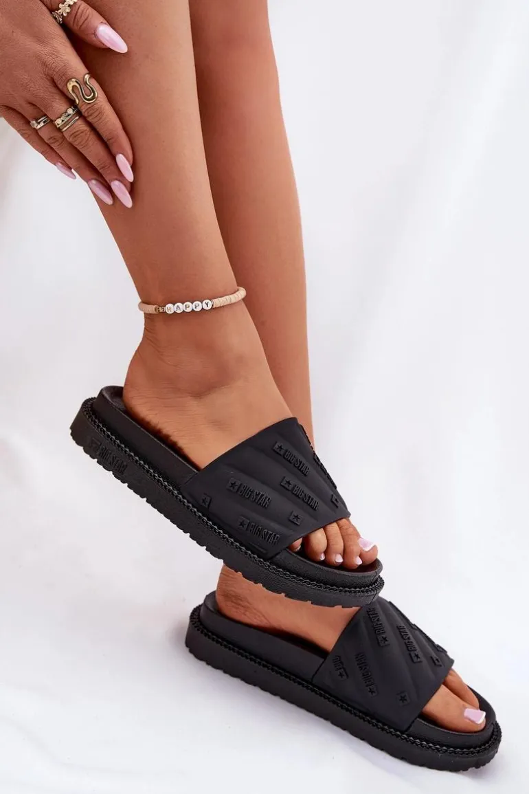 Klapki Damskie Na Platformie Big Star RR274A540 Czarne