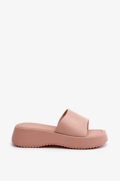 Klapki Damskie Na Platformie I Koturnie Różowe Vimarils