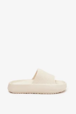 Klapki Damskie Na Platformie Z Wycięciem Ecru Ameira