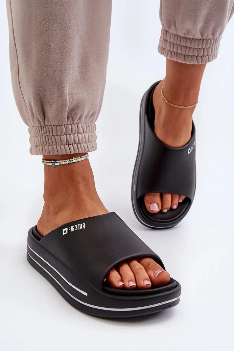 Klapki Damskie Na Platformie Big Star NN274A037 Czarne
