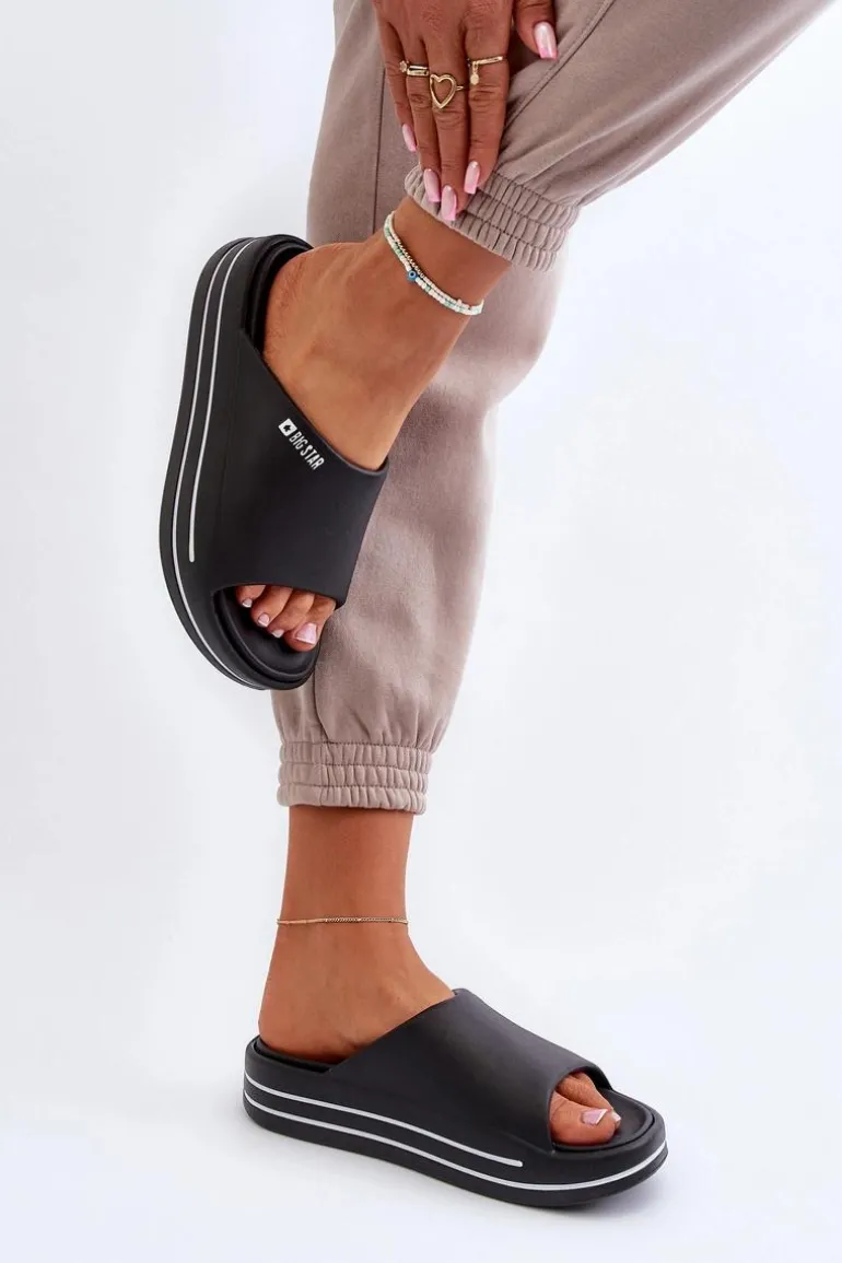 Klapki Damskie Na Platformie Big Star NN274A037 Czarne