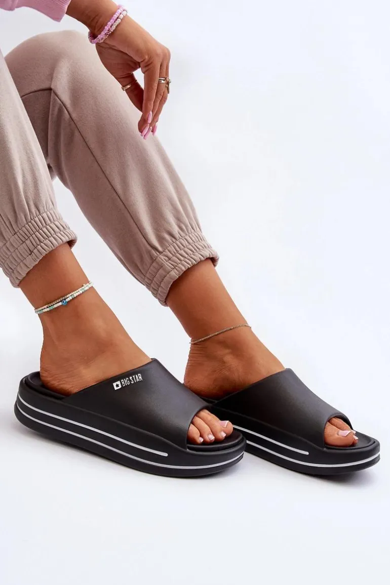 Klapki Damskie Na Platformie Big Star NN274A037 Czarne