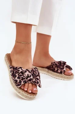 Klapki Damskie Na Platformie Z Plecionką I Kokardką Panterka Alpireda