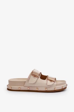 Klapki Damskie Na Platformie Big Star NN274083 Beżowe