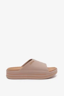 Klapki Damskie Na Platformie Big Star SS274424 Ciemnobeżowe