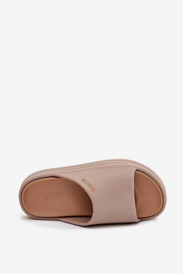 Klapki Damskie Na Platformie Big Star SS274424 Ciemnobeżowe