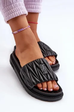 Klapki Damskie Na Platformie Big Star NN274A745 Czarne