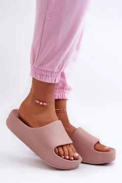 Klapki Damskie Na Platformie Piankowe Różowe Airaplea