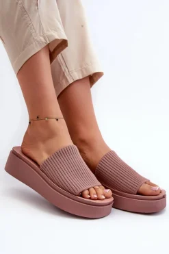 Klapki Damskie Na Platformie Sergio Leone SK083H Różowe