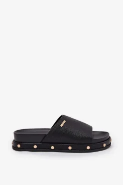 Klapki Damskie Na Platformie Z Ćwiekami Big Star RR274214 Czarne