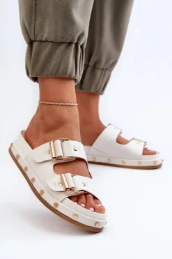 Klapki Damskie Na Platformie Big Star NN274081 Białe