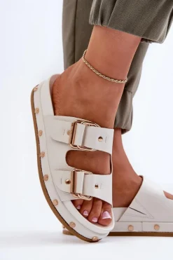 Klapki Damskie Na Platformie Big Star NN274081 Białe