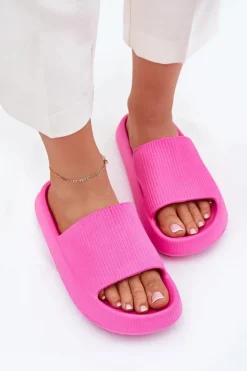 Klapki Damskie Na Platformie Z Wycięciem Fuksja Ameira