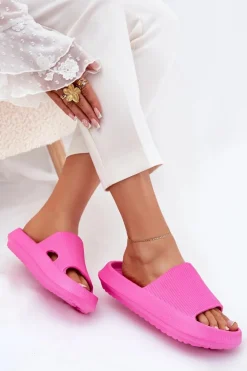 Klapki Damskie Na Platformie Z Wycięciem Fuksja Ameira