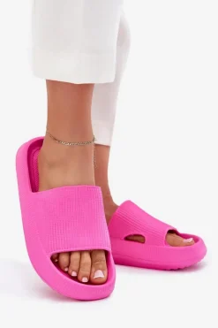 Klapki Damskie Na Platformie Z Wycięciem Fuksja Ameira