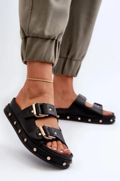 Klapki Damskie Na Platformie Big Star NN274082 Czarne