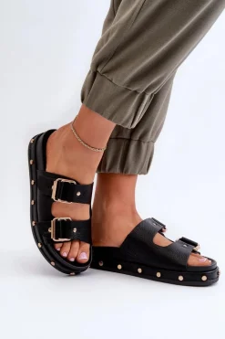 Klapki Damskie Na Platformie Big Star NN274082 Czarne