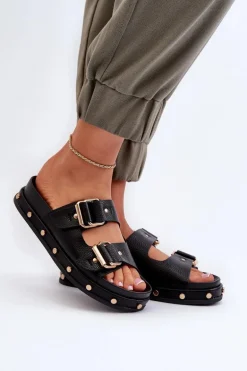 Klapki Damskie Na Platformie Big Star NN274082 Czarne