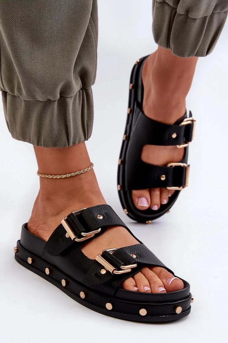 Klapki Damskie Na Platformie Big Star NN274082 Czarne