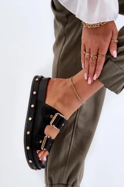 Klapki Damskie Na Platformie Big Star NN274082 Czarne