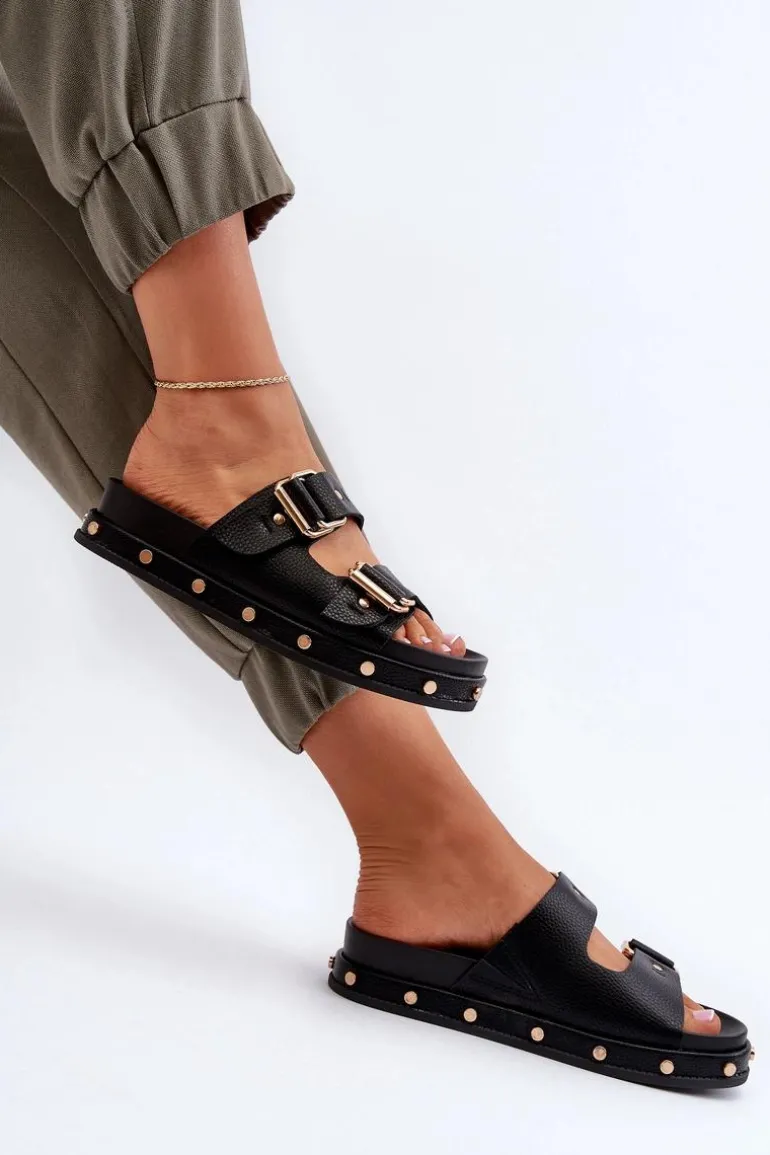 Klapki Damskie Na Platformie Big Star NN274082 Czarne