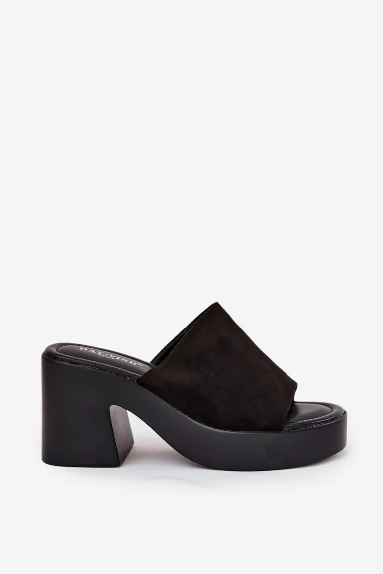 Klapki Damskie Na Słupku I Platformie Czarne Omeisa