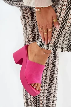 Klapki Damskie Na Słupku I Platformie Fuksja Omeisa