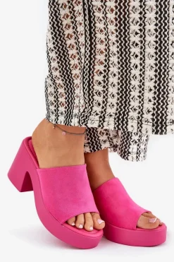 Klapki Damskie Na Słupku I Platformie Fuksja Omeisa