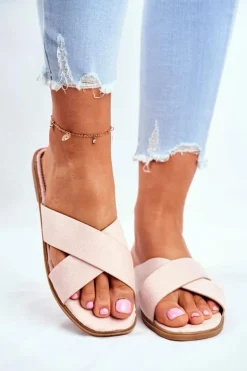 Klapki Damskie Paski na Krzyż Beżowe Philippines