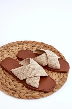 Klapki Damskie Płaskie Big Star NN274078 Beżowe